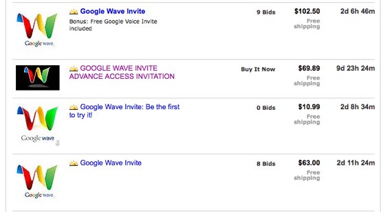 Google Wave Invites bei Ebay